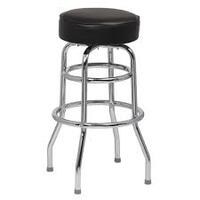 BAR STOOL SQUARE BLACK FRAME WITH BLACK VINYL BUCKET SEAT